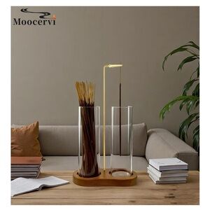 Glass Incense Holder/Burner with Wooden Base